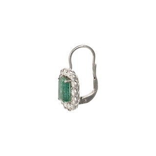 Zlaté náušnice s přírodními smaragdy 3,50 ct a diamanty 1,48 ct
