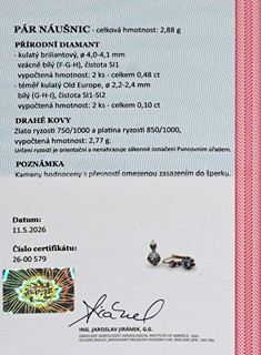 Diamantové Old Europe náušnice - certifikováno