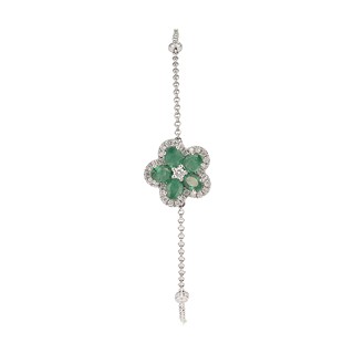 Zlatý náramek s přírodními smaragdy 0,70 ct a diamanty 0,25 ct