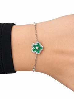 Zlatý náramek s přírodními smaragdy 0,70 ct a diamanty 0,25 ct