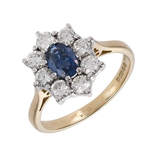 Zlatý prsten s přírodním safírem 0,45 ct a diamanty 0,73 ct - certifikováno
