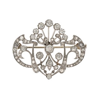 Luxusní diamantová Old Europe brož 2,98 ct - certifikováno