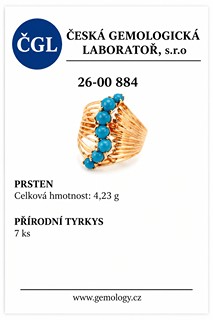 Zlatý prsten přírodními tyrkysy