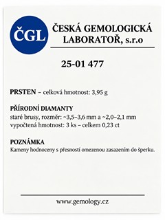 Zlatý prsten s přírodními diamanty