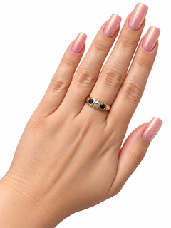 Zlatý prsten s přírodními safíry 0,38 ct a diamantem