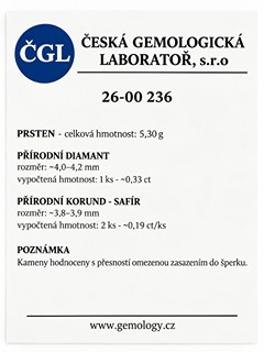 Zlatý prsten s přírodními safíry 0,38 ct a diamantem