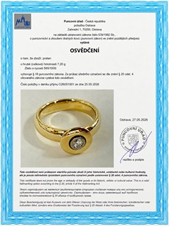 Zlatý prsten s přírodním diamantem