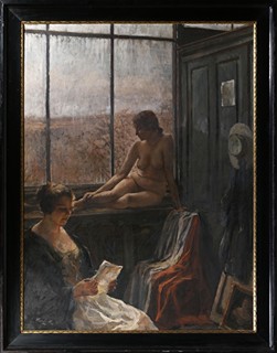 Emanuel Knížek (1889) - Nahá dívka sedící na okně - velký formát