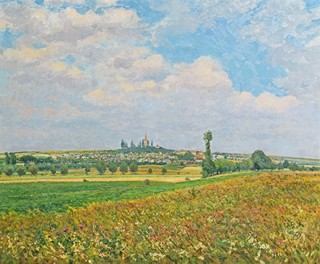 Josef Holub (1870 - 1957) - Pohled z Chvatěrub na Hrombabu v Kralupech
