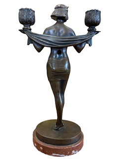 Bronzový figurální svícen - Art Deco