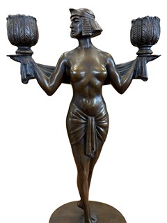 Bronzový figurální svícen - Art Deco