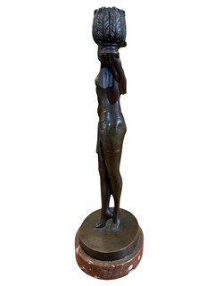 Bronzový figurální svícen - Art Deco