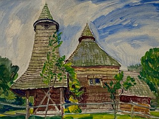 Antonín Hudeček (1872 - 1941) - Dřevěný kostelík z Podkarpatí