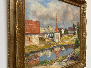 Ota Bubeníček (1871 - 1962) - Náves v Rudné u Mladé Vožice