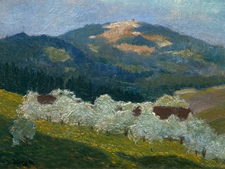 Jan Honsa (1876 - 1937) - Rozkvetlý sad pod Blaníkem