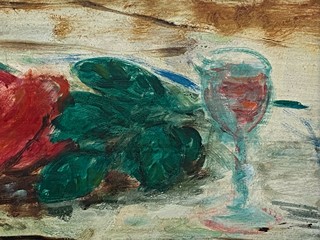 František Jiroudek (1914 - 1991) - Zátiší s růží a sklenicí vína