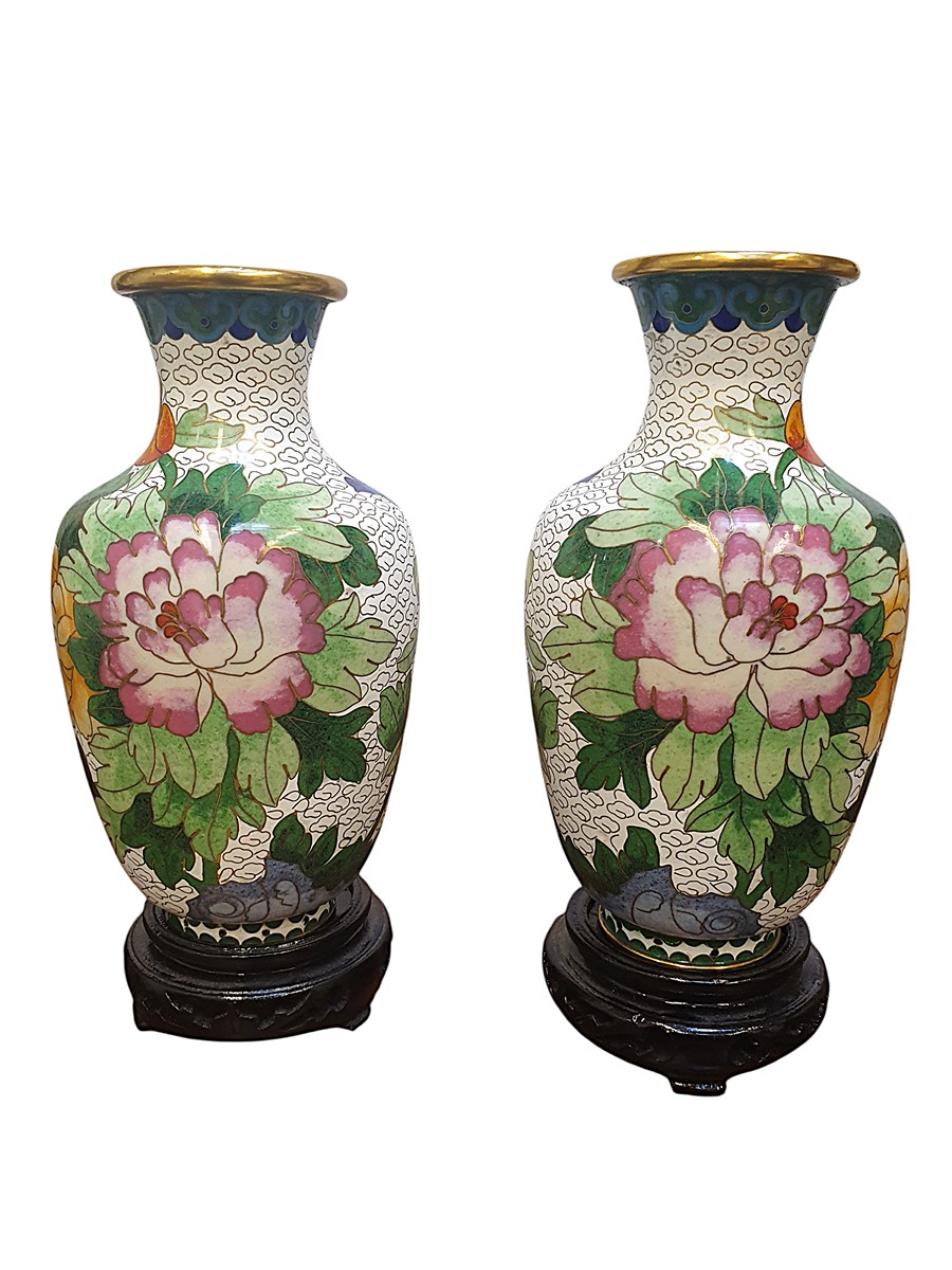 Dvě vázičky cloisonne