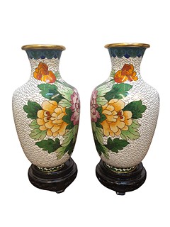 Dvě vázičky cloisonne