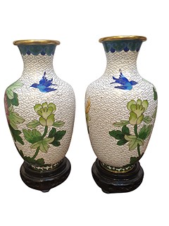 Dvě vázičky cloisonne