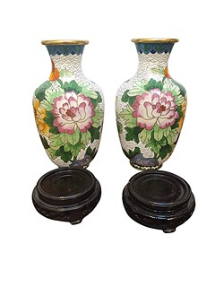 Dvě vázičky cloisonne