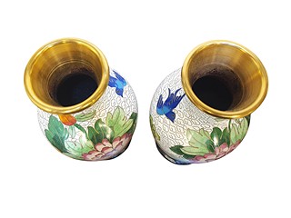 Dvě vázičky cloisonne