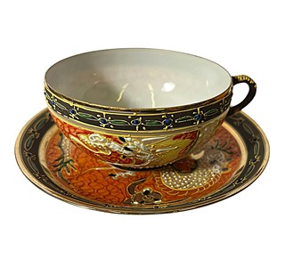 Čínský porcelán- oranžová sada s drakem
