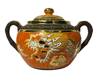 Čínský porcelán- oranžová sada s drakem