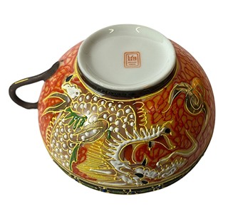 Čínský porcelán- oranžová sada s drakem
