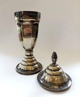 Alpakový putovní pohár L.T.C. Žižkov 1932 Sandrik