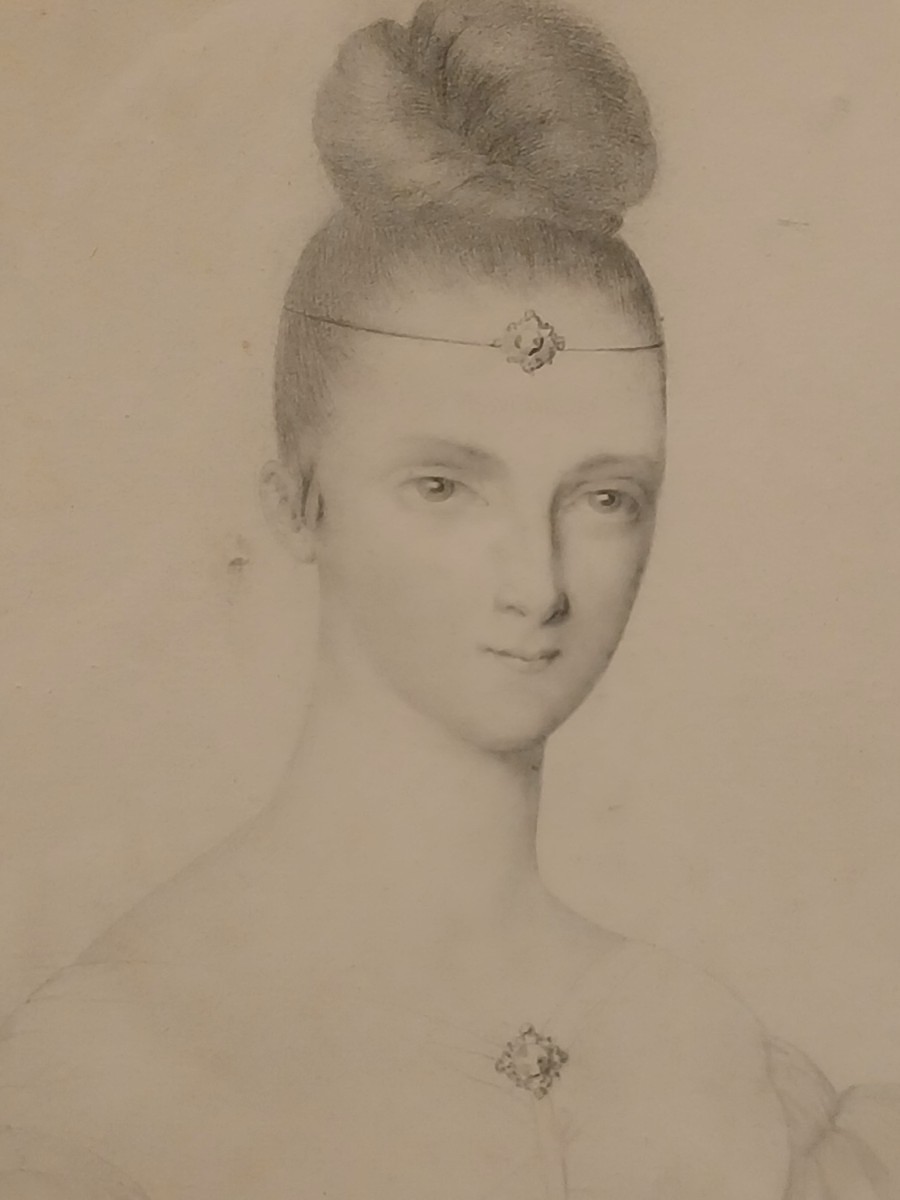 Jacques Francois Carbillet (1766 – 1828) Podepsaný francouzský ženský portrét z 18. století, jemny grafit na papíře