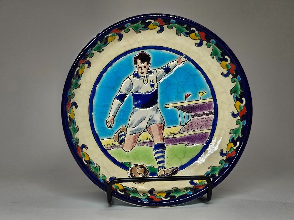 Keramický talíř LONGWAY, francouzský fotbalista Art Deco, Ligue Du Nord Est