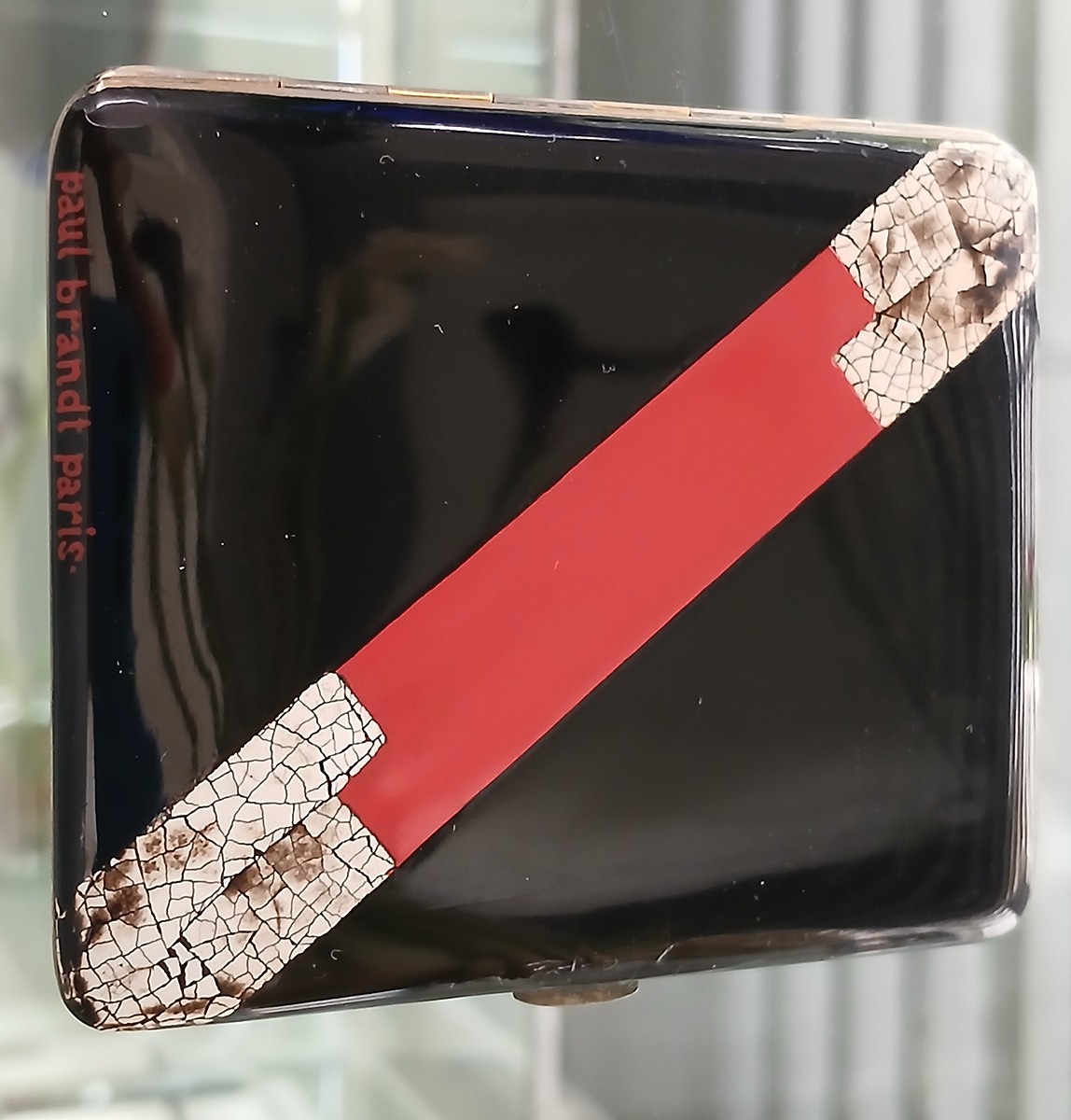 PAUL EMILE BRANDT / Vzácné Francouzské Art Deco Pouzdro na Cigarety Paul Emile Brandt Paris Smaltované a Lakované
