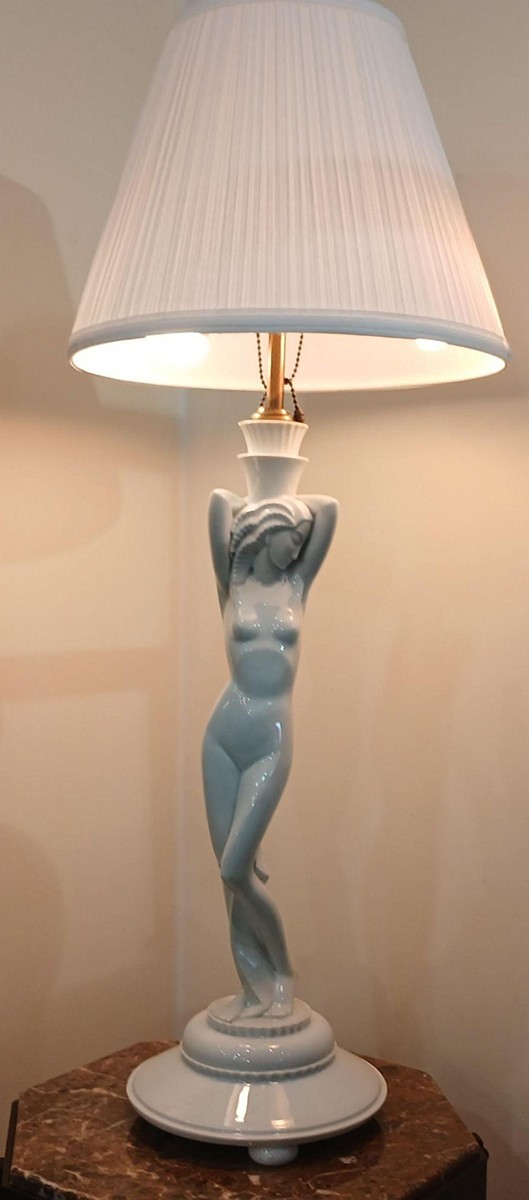 Gerhard Schliepstein (1886 - 1963) - Art deco figurální porcelánová stolní lampa, Rosenthal