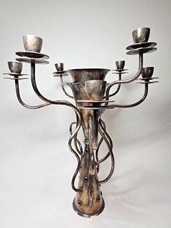 Bořek Šípek (1949 – 2016) postříbřený 7 ramenný svícen SIMON pro studio Driade Caorso, Amsterdam 1980