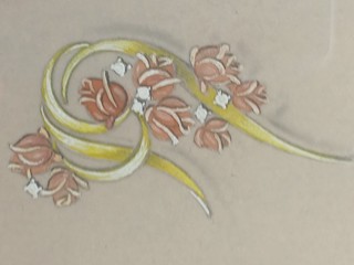 Art deco sada šesti detailních obrázků šperků v rámech, ručně malováno, Francie, 20. léta 20. st.