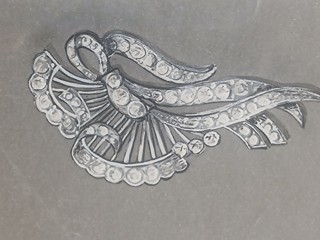 Art deco sada šesti detailních obrázků šperků v rámech, ručně malováno, Francie, 20. léta 20. st.