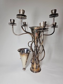 Bořek Šípek (1949 – 2016) postříbřený 7 ramenný svícen SIMON pro studio Driade Caorso, Amsterdam 1980