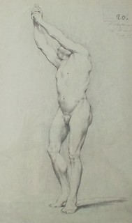 Belgian mužský akt Akademie, signovaný a datovaný, pastel na papíře, cca 1884