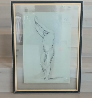 Belgian mužský akt Akademie, signovaný a datovaný, pastel na papíře, cca 1884