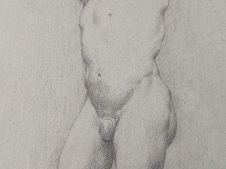 Belgian mužský akt Akademie, signovaný a datovaný, pastel na papíře, cca 1884