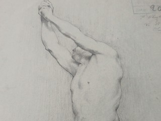 Belgian mužský akt Akademie, signovaný a datovaný, pastel na papíře, cca 1884