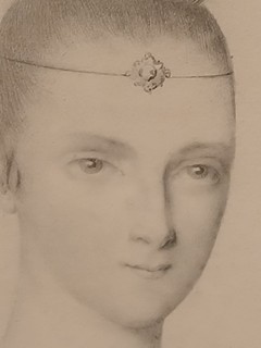 Jacques Francois Carbillet (1766 – 1828) Podepsaný francouzský ženský portrét z 18. století, jemny grafit na papíře