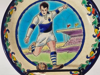 Keramický talíř LONGWAY, francouzský fotbalista Art Deco, Ligue Du Nord Est
