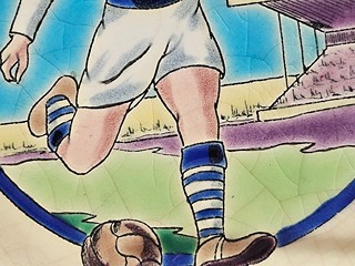Keramický talíř LONGWAY, francouzský fotbalista Art Deco, Ligue Du Nord Est