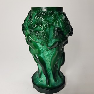 F. Halama - art deco váza z malachitového skla, Ingrid
