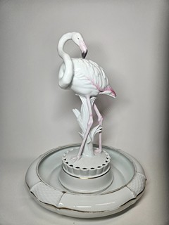 Rosenthal - Art deco socha plameňáka s miskou na aranžování kytek, Německo, 30. léta 20. st.