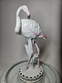 Rosenthal - Art deco socha plameňáka s miskou na aranžování kytek, Německo, 30. léta 20. st.
