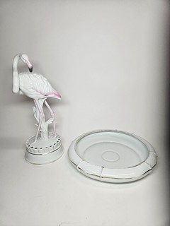 Rosenthal - Art deco socha plameňáka s miskou na aranžování kytek, Německo, 30. léta 20. st.