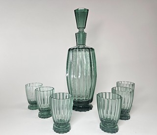 Art Deco elegantni sklenena souprava Cechy 30 leta 20 stoleti