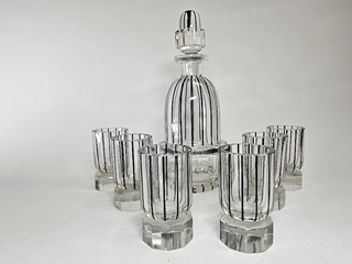 Extrémně velka Art Deco likerova souprava Cechy 30 leta 20 stoleti